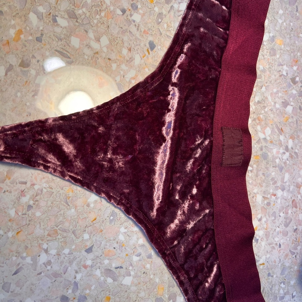 Velvet Burgundy Thong